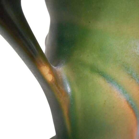 Vintage Roseville Pottery Snowberry 1940's Green Vase Art Deco Handled #2 - Picture 5 of 7